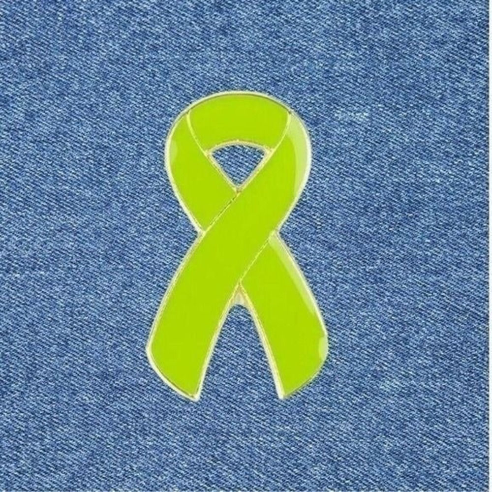 Lime Green Awareness Ribbon Enamel Pin Mental Health Lyme Disease Lymphoma Gold